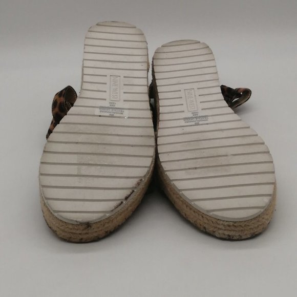 Nine West Womens Sandal Grunner Brown Leopard Print Hook Loop Straps Wedge 9 - Picture 4 of 9